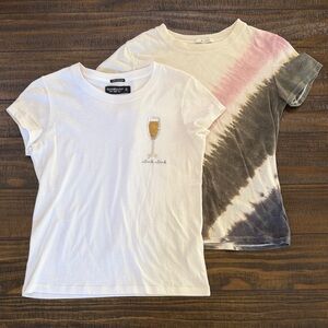 2 T-Shirts, Embroidered Champagne Glass and Tie-Dye